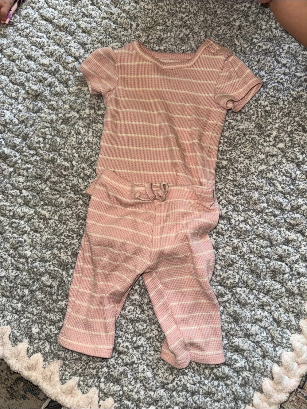 Carter's Pink and Cream Striped Knit Baby Matching Set